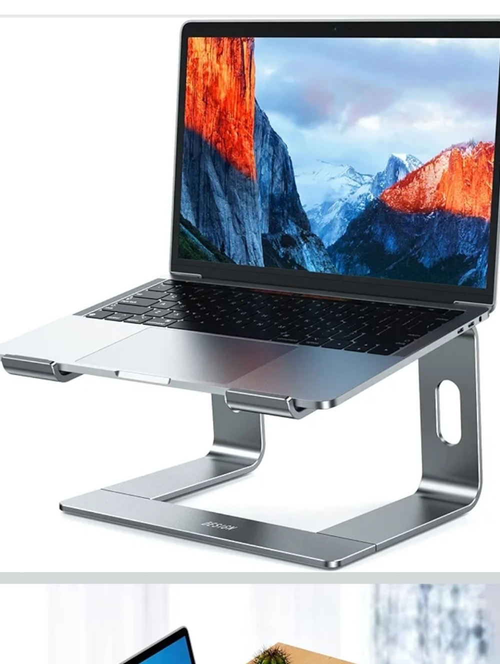 Pivot Silver Aluminum Anti-Slip Laptop Stand Riser for Laptop Height 4.5"